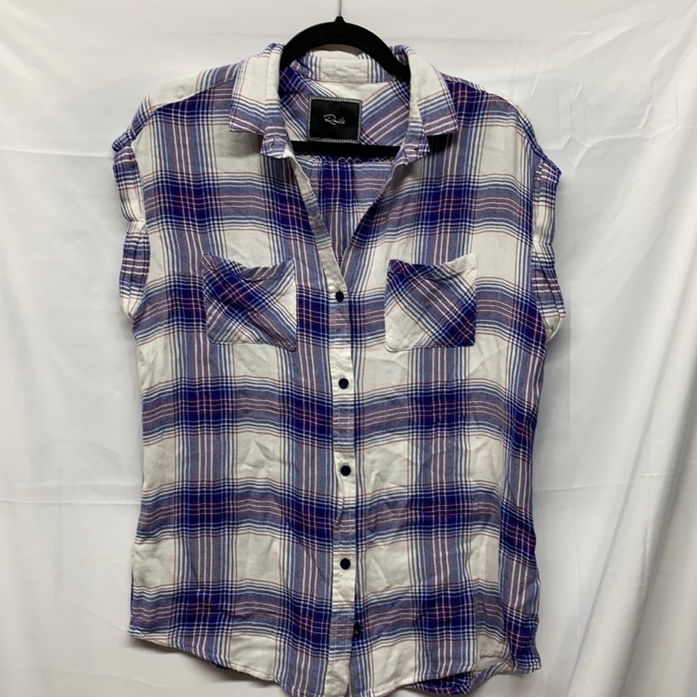 Rails Blue Plaid Button Down Shirt blouse sz small - Picture 1 of 5